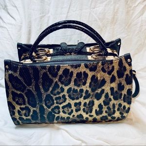 NWOT Metallic leopard print satchel